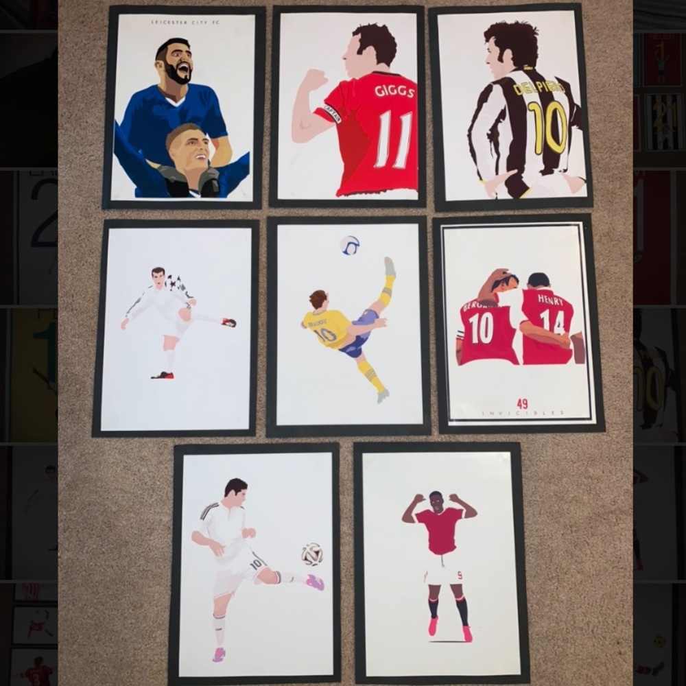 Decorative Watercolor Football Soccer Artwork Print